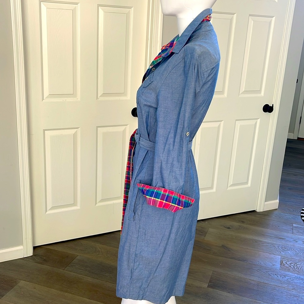 Tommy Hilfiger Chambray Denim Utility Shirtdress Reversible Belt Long Sleeve -S - Picture 3 of 14